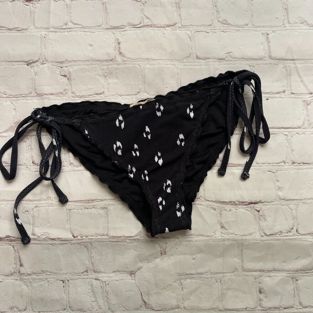 Eberjey Black Tie-Side Bikini Bottoms with White Print